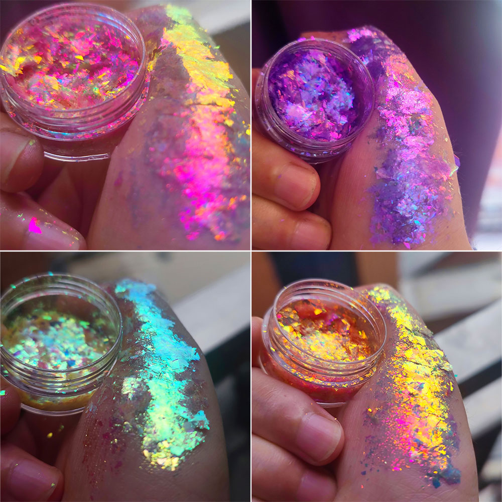 Eyeshadow Glitter Pigment - Escamas de Ópalo Brillantes para Uñas,