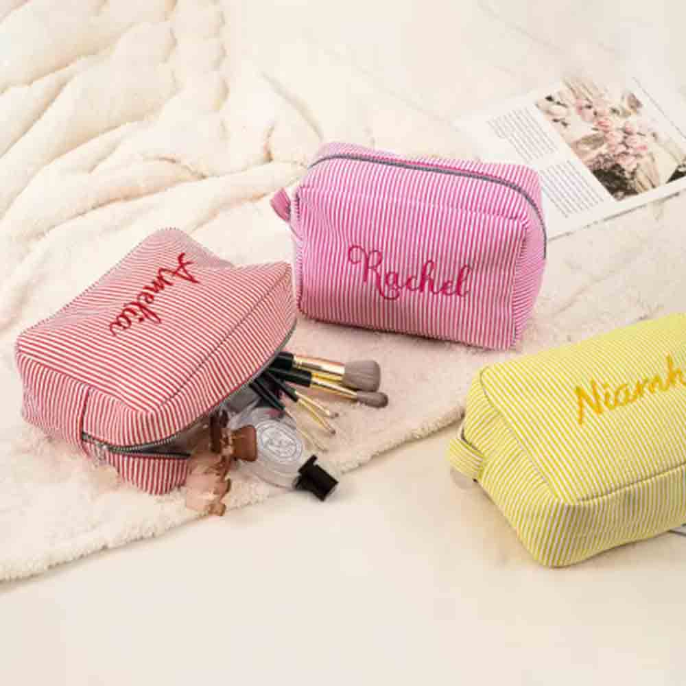 Bolsa de maquillaje a rayas co - Beauty Makeup School reseña y precio